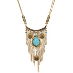 A-Q-Q9518V Vintage turquoise bead dangling long necklace malaysi