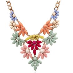 A-H2-100X599 Colourful Flower Elegant Korean Statement Necklace
