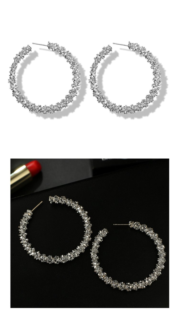A-yg-sku4272 White Crystals Blings Vogue Hoop Korean Earstuds