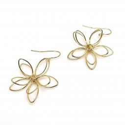 B-ASE-6461-Gold Classic Simple Flower Hoop Earrings