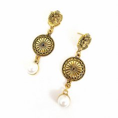 A-GH-ER1515 Flower Copper Gold Ancient Traditional Round Earring