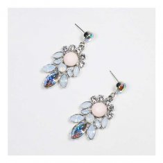 A-MY-KE004 Pastel Pink Crystal Studded Korean Elegant Earrings