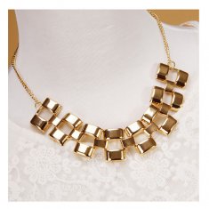 A-OSD-20150627 Golden Bullets Chain Classy Statement Necklace