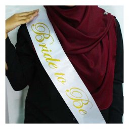 A-SH-006 White Bride To Be Golden Wording Party Sashes