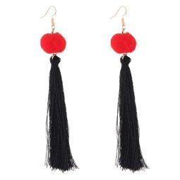 C090518143 Black Red Tassel Bohemian Earrings Malaysia