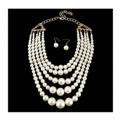 A-h2-100X063 Massive Elegant Pearls Necklace 5 Layers