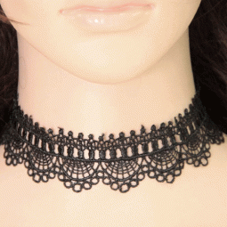 C09120339 Black lace cloth tattoo choker necklace malaysia