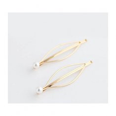 A-MDD-LEAVES Gold Leaf Shapes With White Pearl Trendy Hairpin