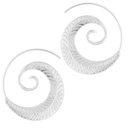 C0150732148 Silver Leaves Round Elegant Spiral Hoop Earstuds