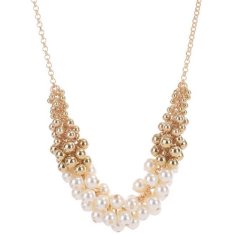 A-CJ-9013 White Pearl Bead Gold Choker Necklace Online Shop