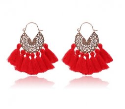 A-hh-HQEF-413-4 red gold tassel vogue hoop earrings