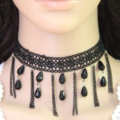 C110509168 Elegant Dinner Black Beads Tattoo Choker Necklace