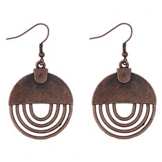 A-dw-HQE858 Vintage Bronze Circle Lines Hook Earrings Malaysia