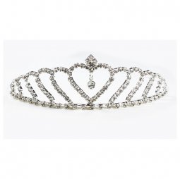 A-YZ-HG0005 Wedding Tiara In Love Shape & Dangling Crystal Bead