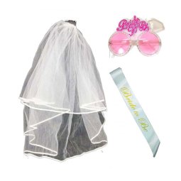 A-PP-LPP4318 Bride Set With Wedding Veil Sashes & Cute Glasses