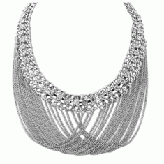 P121859 Silver chiny crystals elegant statement necklace shop