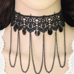 C110509167 Black bead tattoo choker elegant choker necklace