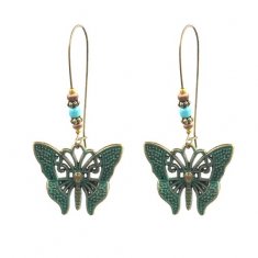 A-HH-HQEF-035butterfly Green Butterfly Blue Vintage Beads Hook