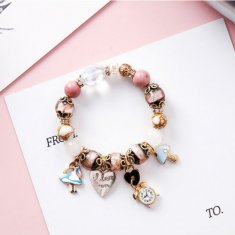 A-MS-PrincessA Mix Colour Beads Pink Black Blue Charm Bracelet
