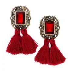 A-SD-XL0790red Red Crystals Shiny Vintage Tassel Earstuds