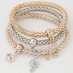 C100922127 Music note elastic dangling charm bracelet malaysia