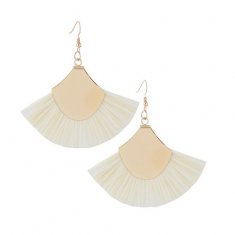 C101232130 White Tassels Gold Elegant Korean Hook Earrings