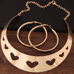C11022490 Good moon heart elegant necklace & earrings set