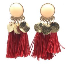 A-SD-EH-289RED Red Round Bead Wholesale Tassel Earstuds