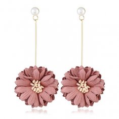 A-MY-0302 Dusty Pink Summer Korean Flower Gold Holder Earrings