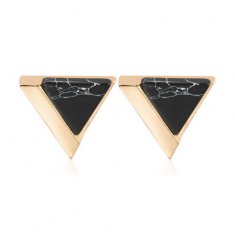 A-JW-6966 Black Trendy Triangle Marble Gold Fashion Earstuds