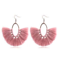 A-HH-HQEF1594dustypink Dusty Pink Spread Tassel Hook Earring