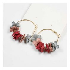 A-FX- E3107 Autumn Flowers Inspired Pink Grey Fashion Earrings