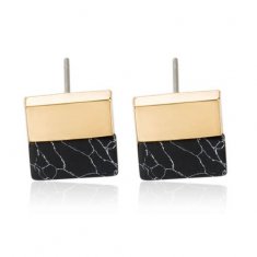 A-JW-6964 Black Block Trendy Marble Gold Side Trendy Earstuds
