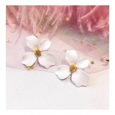 A-FX-E3545White White Petite Flower Korean Style Earstuds