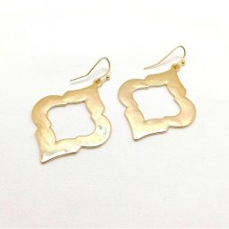 B-FFOM-E4A- Gold Simple Classic Circle Sharp Corners Earrings