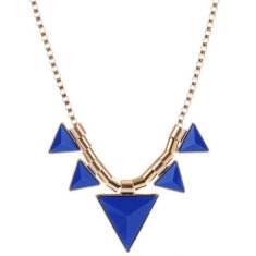 A-CJ-CZ9480 Blue Triangle Geometry Gold Statement Necklace