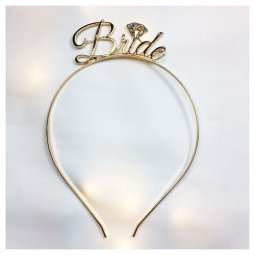 A-JF-FG-1028 Sliver Diamond Gold Wedding Bride Wording Hairband