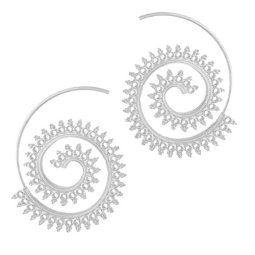 C0150748184 Silver Spiral Hoop Elegant Dinner Earstuds
