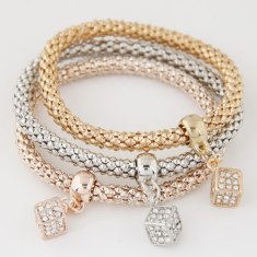 C10110848 Shiny Crystals Box Elastic Charm Bracelet Accessories