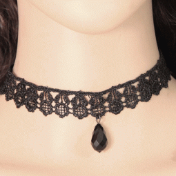 C090621126 Black lace bead tattoo choker necklace shop
