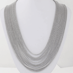C110102286 Silver Multiple Layer Middle Length Necklace