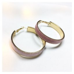 A-LG-ER0300(pink) Pink Korean Elegant Luxurious Gold Hoops