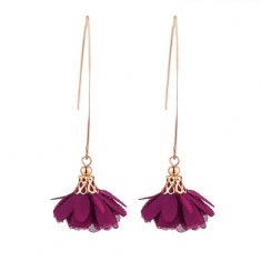 A-KJ- E020588purple Purple Flower Pretty Korean Hook Earrings