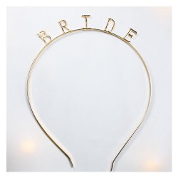 A-BB-400 Gold Simple Bride Wording Wedding Headband