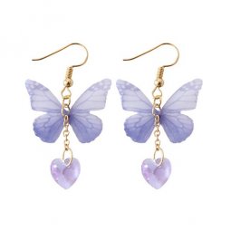 B-ASE-110 - Purple Butterfly Simple Hoop Earrings