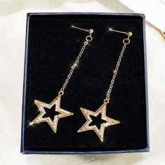 A-LG-ER0517star Star Bling Gold Chain Tanglings Korean Earstuds