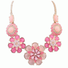 P124384 Pink flower summer elegant choker necklace malaysia shop
