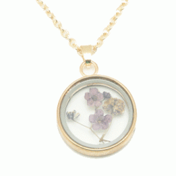 P123134 Purple flower round charm long necklace malalysia shop