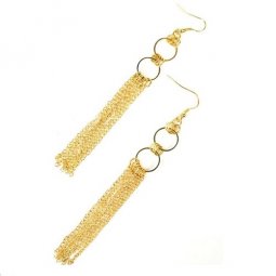 B-FFOM-E3 - Gold Classic Double Circle Long Earrings