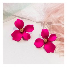 A-FX-E3545hotPink Hot Pink Petite Flower Korean Style Earstuds